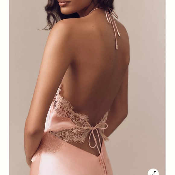 Anthropologie Blush Satin Lace Chemise - Picture 3 of 4